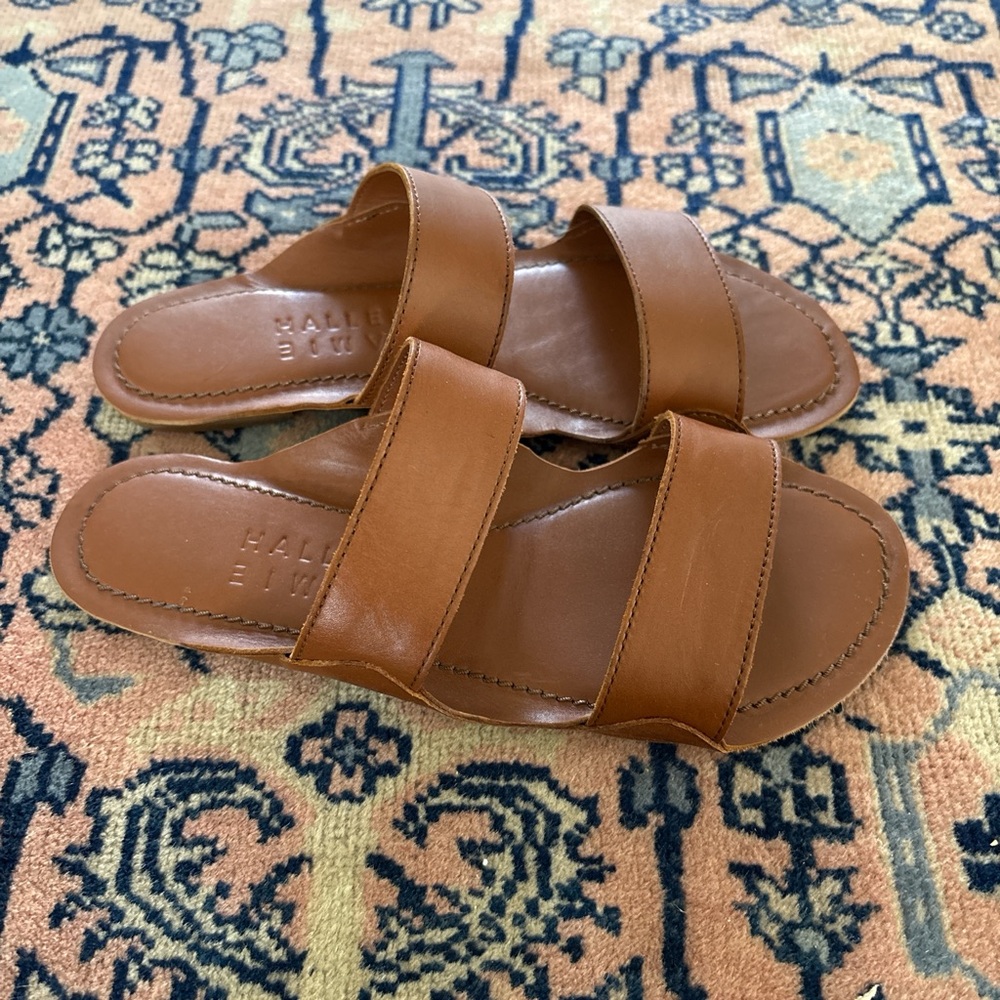 Jamie Haller cognac leather slide sandals
